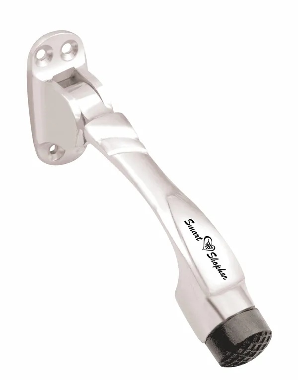 (_Pack_of_4_)_Brass_Boxy_Door_Stopper_5_Inches,_Nickel_Silver,_Pack_of_4_with_Screws/Designer_Foot_Door_Stopper_with_Rubber_Tip_Bottom/Home,_Office,_Bathroom/Slip-Resistant/All_Type_Doors