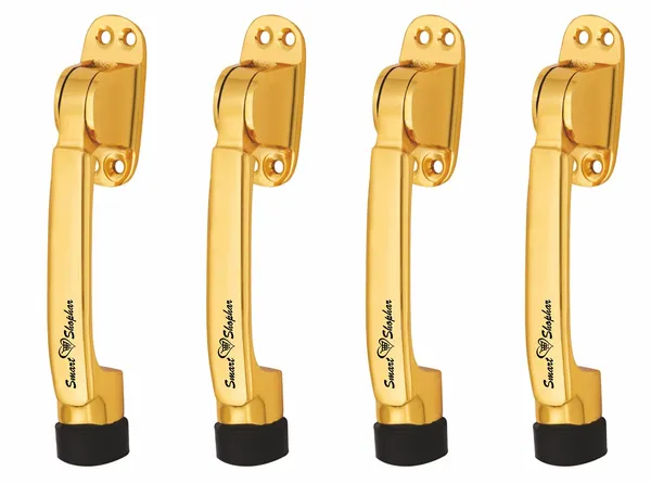 (_Pack_of_4_)_Brass_Meldal_Door_Stopper_5_Inches_Gold,_Pack_of_4_with_Screws/Rubber_Tip_Bottom_for_Home,_Office,_Bathroom/Slip-Resistant_for_Tiles,_Carpet,_Wood_or_Laminated_Floors
