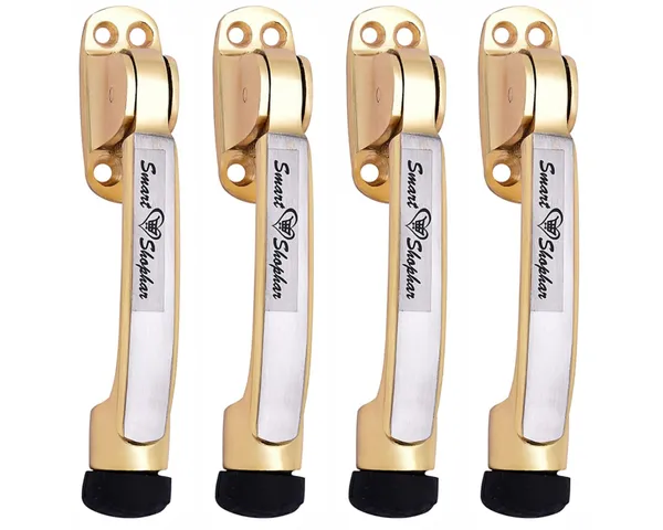 (_Pack_of_4_)_Brass_Meldal_Door_Stopper_5_Inches_Gold,_Silver,_Pack_of_4_/_Door_Mounted_with_Rubber_Tip_Bottom_for_Home,_Office,_Bathroom/Slip-Resistant_for_Tiles,_Carpet,_Wood_or_Laminated_Floors