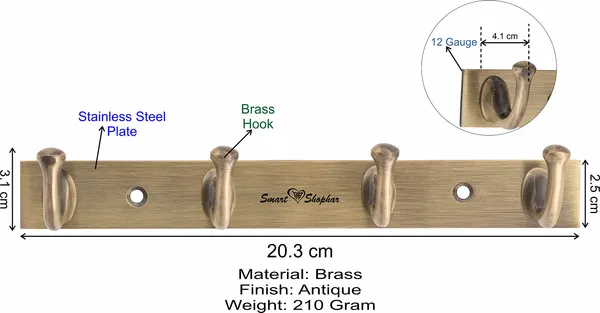 (Pack_of_2)_Wall_Hook_Lily_Brass_Antique
