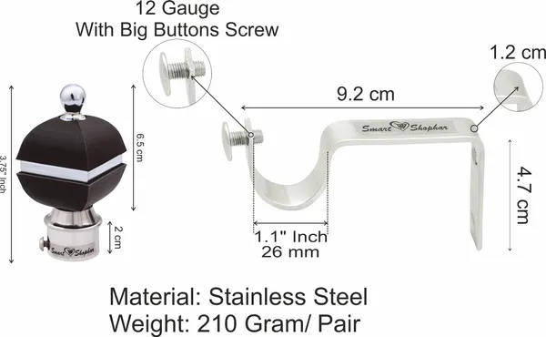 (Pack_of_2)_Curtain_Bracket_Diamond_Stainless_Steel_and_Aluminium_Alloys_Brown_Silver