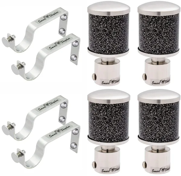 (Pack_of_2)_Curtain_bracket_Glitter_Star_Stainless_Steel_and_Aluminium_Alloys_Black_Silver