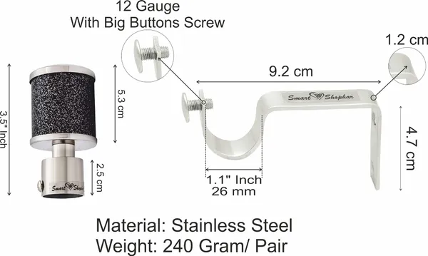 (Pack_of_2)_Curtain_bracket_Glitter_Star_Stainless_Steel_and_Aluminium_Alloys_Black_Silver