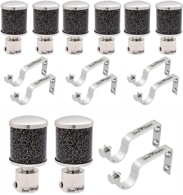 (Pack_of_4)_Curtain_bracket_Glitter_Star_Stainless_Steel_and_Aluminium_Alloys_Black_Silver
