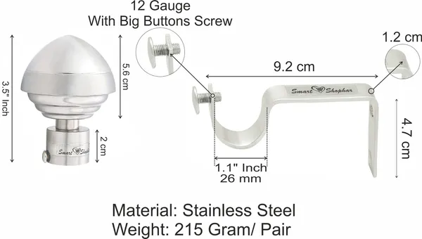 (Pack_of_4)_Curtain_Bracket_Heart_Stainless_steel_Silver