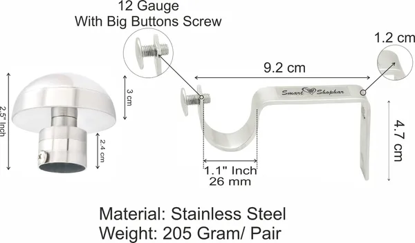 (Pack_of_4)_Curtain_Bracket_Lucia_Stainless_steel_Silver