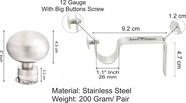 (Pack_of_4)_Curtain_Bracket_Nano_Stainless_steel_Silver