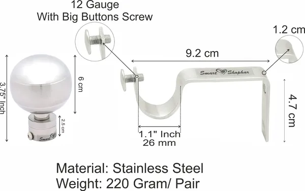 (Pack_of_4)_Curtain_Bracket_Rex_90_Stainless_steel_Silver