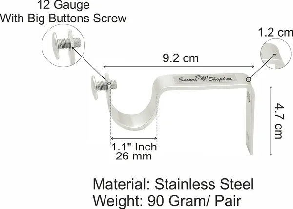 (Pack_of_10)_Double_Curtain_Support_Riva_Stainless_steel_Silver