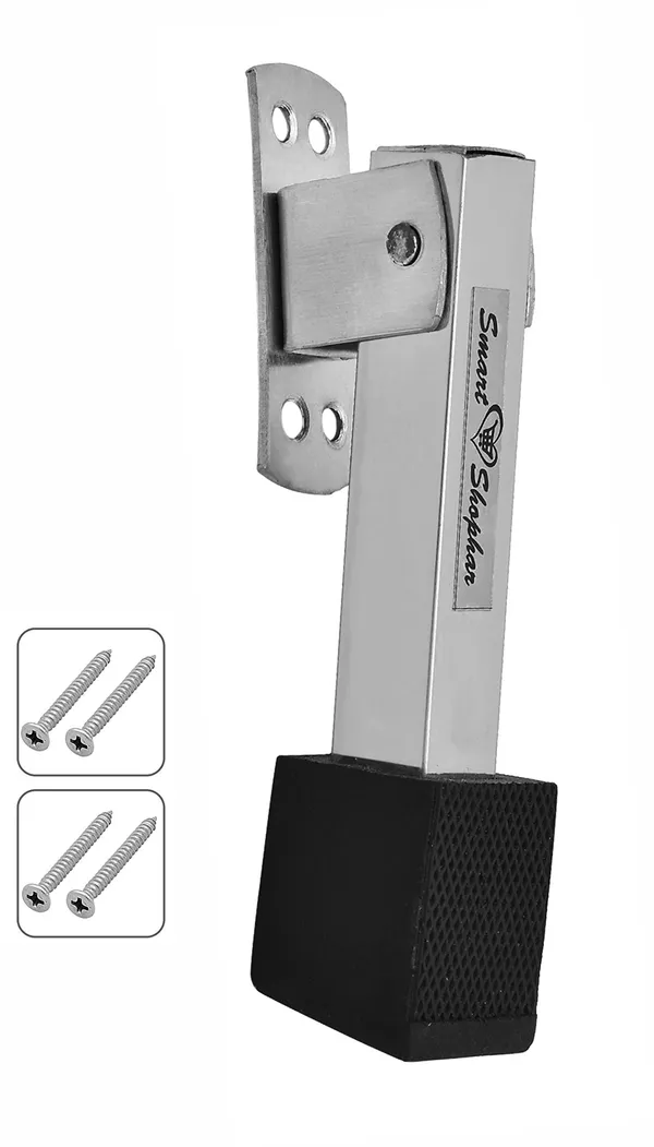 (_Pack_of_4_)_Stainless_Steel_Akom_Door_Stopper_5_Inches_Silver_Pack_of_4_/_Kickdown_Door_Stop_with_Rubber_Tip_Bottom/Home,_Office,_Bathroom/Slip-Resistant_Tiles,_Carpet,_Wood_Laminated_Floors