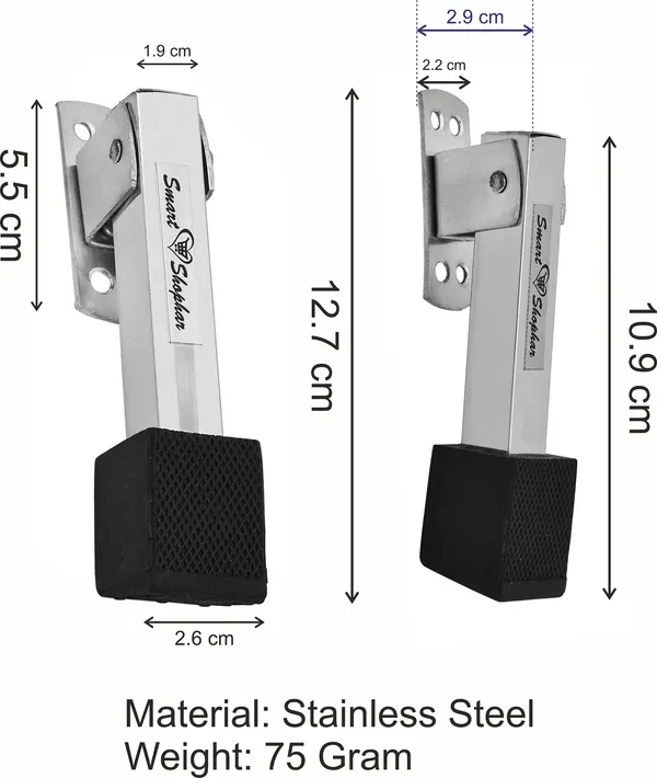 (_Pack_of_4_)_Stainless_Steel_Akom_Door_Stopper_5_Inches_Silver_Pack_of_4_/_Kickdown_Door_Stop_with_Rubber_Tip_Bottom/Home,_Office,_Bathroom/Slip-Resistant_Tiles,_Carpet,_Wood_Laminated_Floors