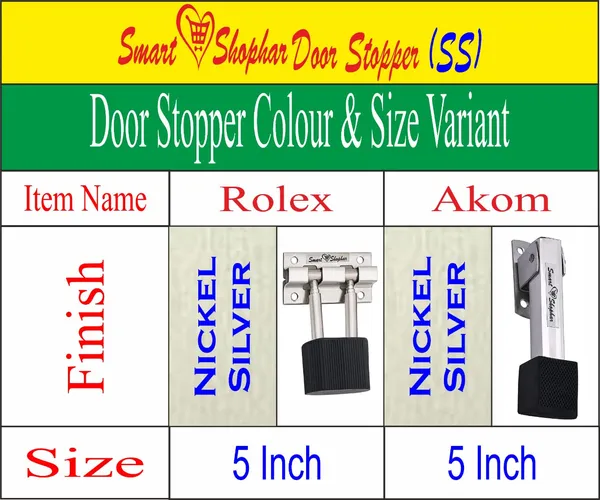 (_Pack_of_4_)_Stainless_Steel_Akom_Door_Stopper_5_Inches_Silver_Pack_of_4_/_Kickdown_Door_Stop_with_Rubber_Tip_Bottom/Home,_Office,_Bathroom/Slip-Resistant_Tiles,_Carpet,_Wood_Laminated_Floors