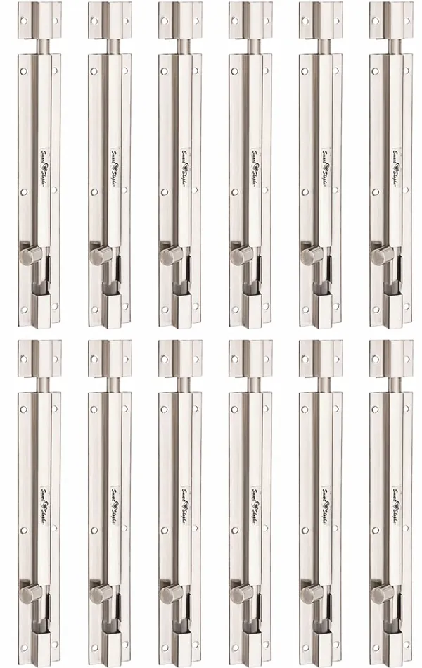 Stainless_Steel_Plain_Tower_Bolt_12_Inches_Silver,_Pack_of_12_/_Long_Length_/_Durable_Material_/_Suitable_for_Exterior_Doors