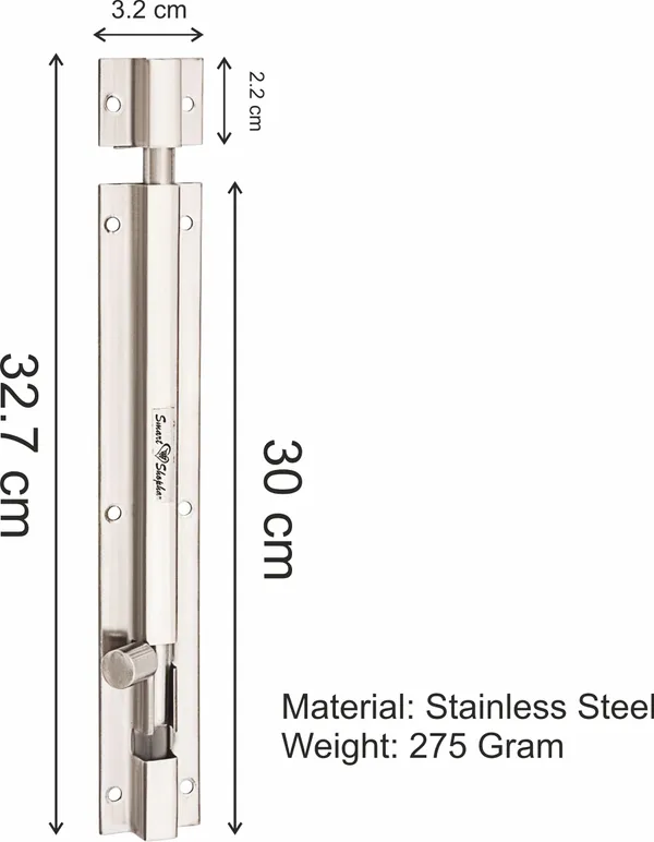 Stainless_Steel_Plain_Tower_Bolt_12_Inches_Silver,_Pack_of_12_/_Long_Length_/_Durable_Material_/_Suitable_for_Exterior_Doors