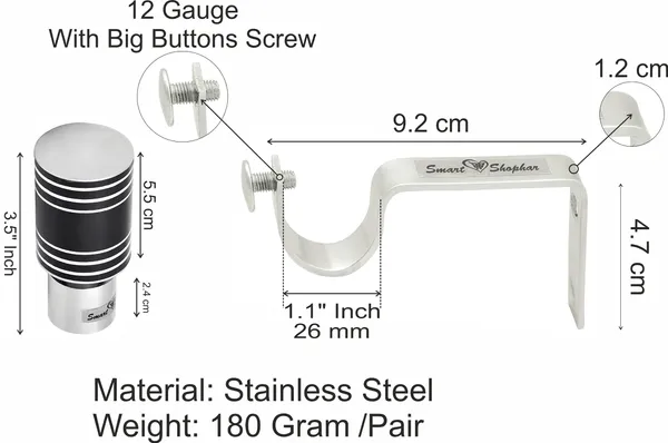 (Pack_of_4)_Curtain_Bracket_Livon_Stainless_steel_and_Aluminium_Alloys_Black_Silver