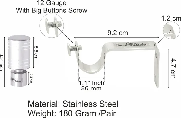 (Pack_of_4)_Curtain_Bracket_Livon_Stainless_steel_and_Aluminium_Alloys_White_Silver