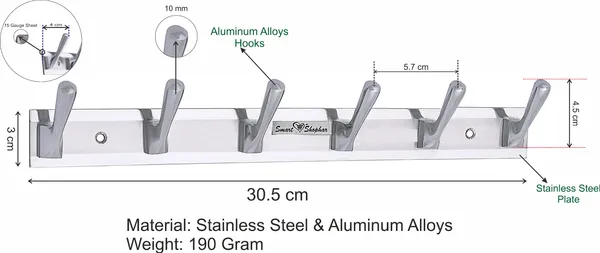 (Pack_of_6)_Wall_hook_Capsule_Stainless_steel_and_Aluminium_Alloys_Silver
