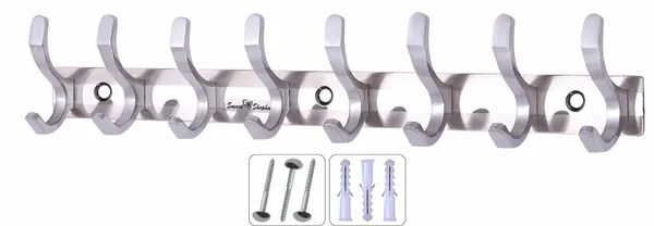 Fescue_Wall_Hook_8_Legs_Silver,_Pack_of_3_/_Heavy_Duty_Strong_8_Pins_Hanger_/_Suitable_Brass_Mirror_Cap_Chrome_Polished_Screws_and_Plastic_Plugs