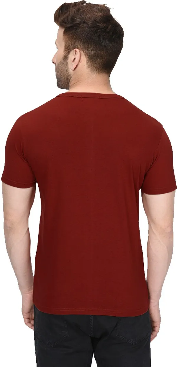 Maroon_Cotton_Blend_Henley_Neck_Short_Sleeve_t-shirt_for_Men