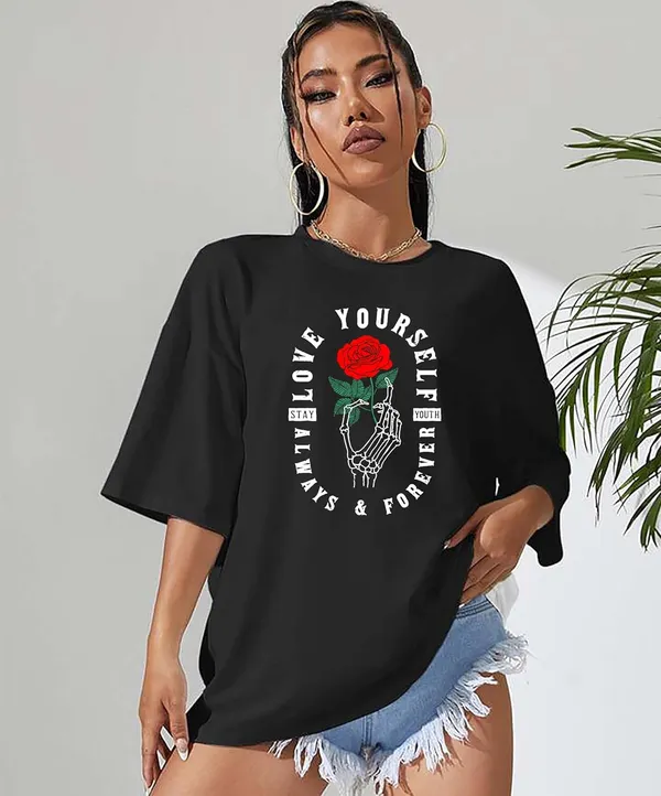 London_Hills_Cotton_Blend_Half_Sleeve_Women_Oversized_T-Shirts_Multicolor_Pack_of_3_Black