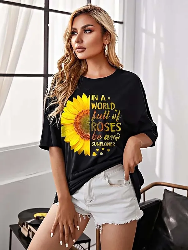 London_Hills_Cotton_Blend_Half_Sleeve_Women_Oversized_T-Shirts_Multicolor_Pack_of_3_Black,_Dark_Green