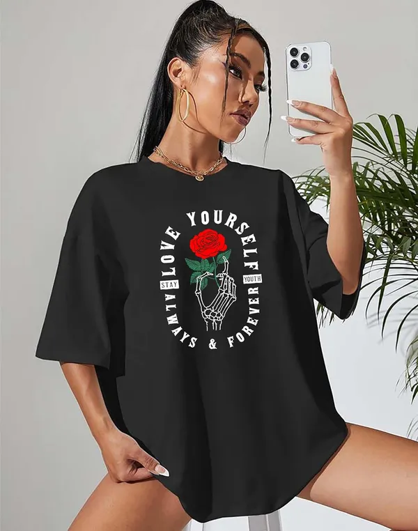 London_Hills_Cotton_Blend_Half_Sleeve_Women_Oversized_T-Shirts_Multicolor_Pack_of_3_Black,_Pink