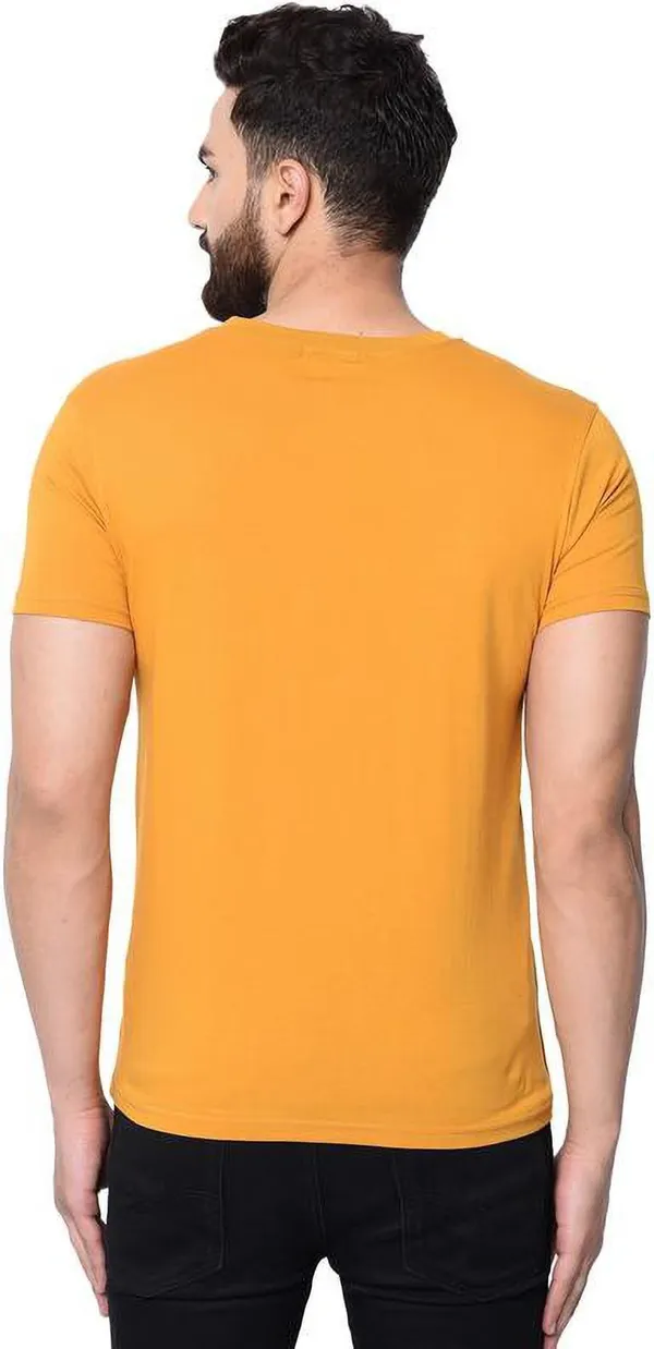 Yellow_Cotton_Blend_Round_Neck_Half_Sleeve_t-shirt_for_Men