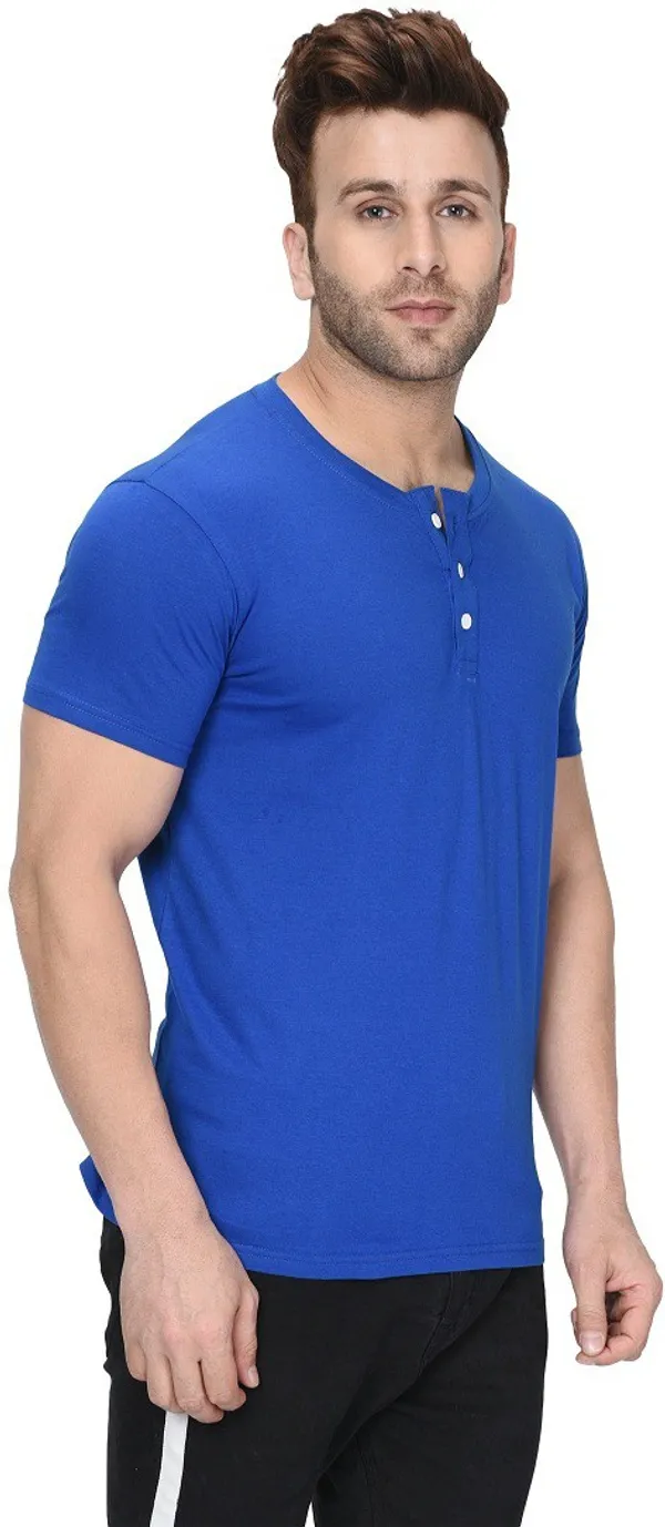 Blue_Cotton_Blend_Henley_Neck_Short_Sleeve_t-shirt_for_Men