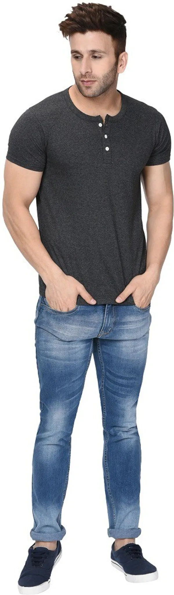 Grey_Cotton_Blend_Henley_Neck_Short_Sleeve_t-shirt_for_Men