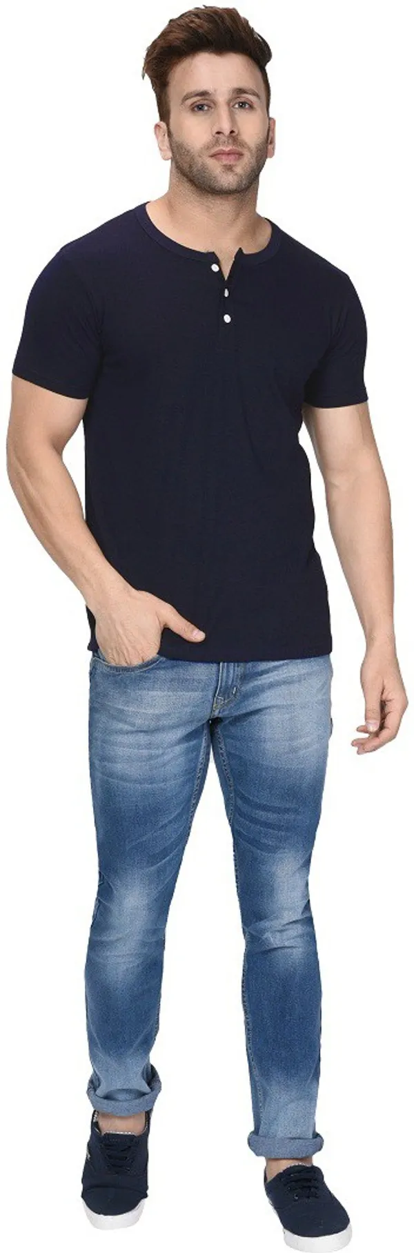 Dark_Blue_Cotton_Blend_Henley_Neck_Short_Sleeve_t-shirt_for_Men