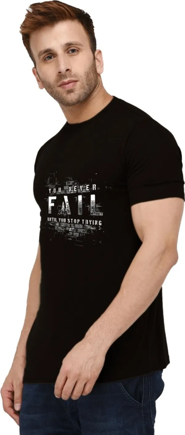 Black_Cotton_Blend_Round_Neck_Half_Sleeve_t-shirt_for_Men