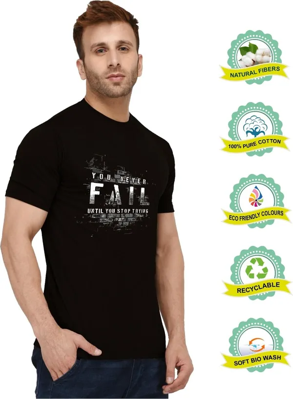 Black_Cotton_Blend_Round_Neck_Half_Sleeve_t-shirt_for_Men