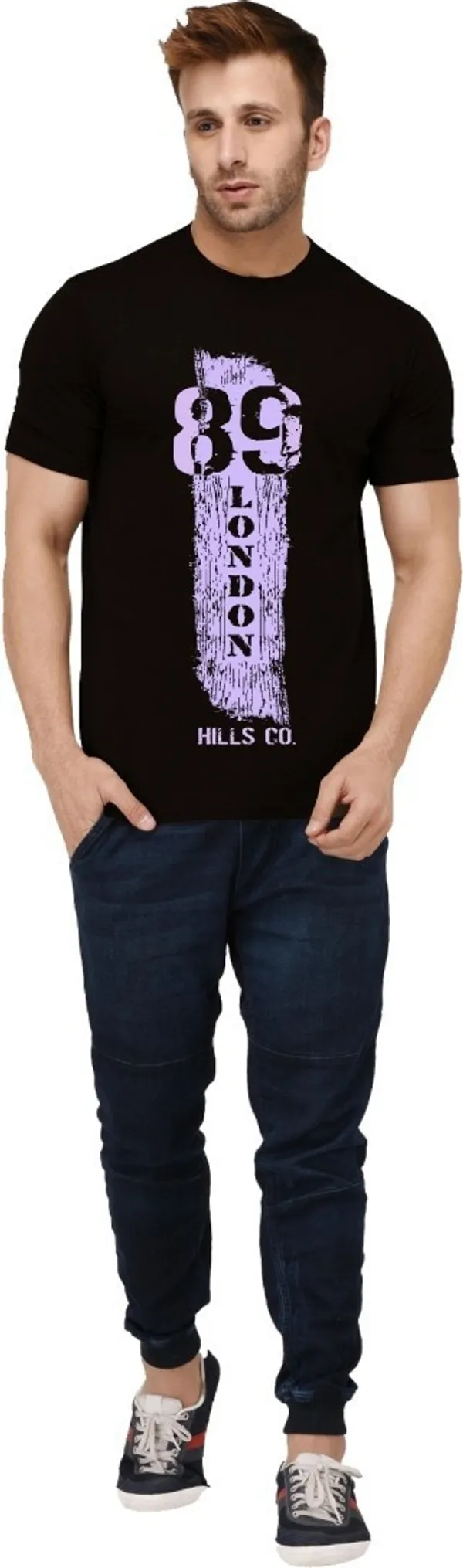 Black_Cotton_Blend_Round_Neck_Half_Sleeve_t-shirt_for_Men