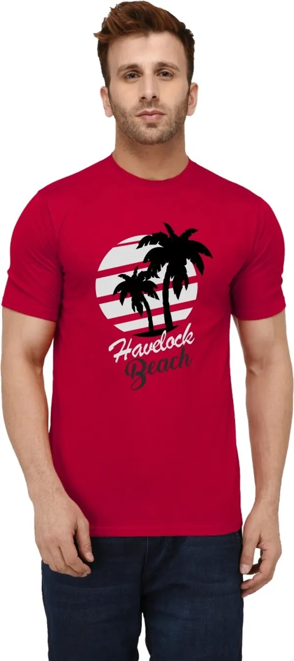 Red_Cotton_Blend_Round_Neck_Half_Sleeve_t-shirt_for_Men