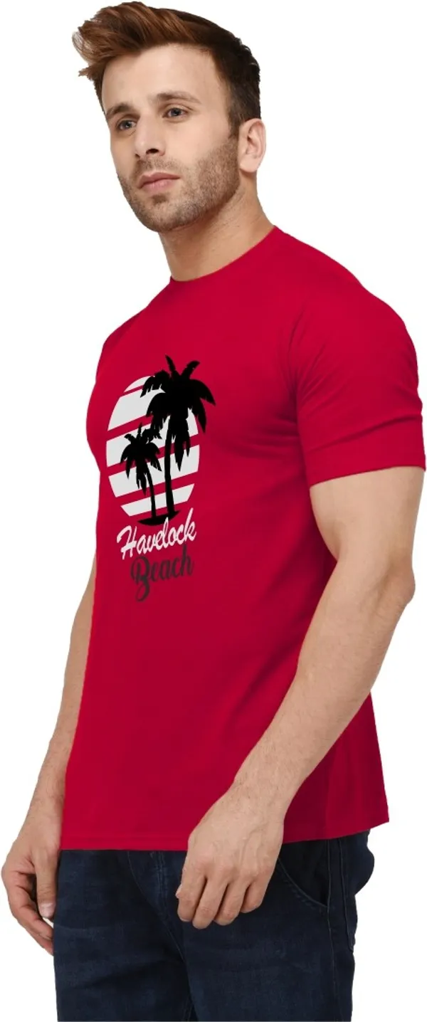 Red_Cotton_Blend_Round_Neck_Half_Sleeve_t-shirt_for_Men
