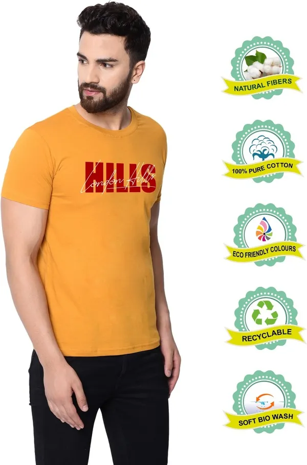Yellow_Cotton_Blend_Round_Neck_Half_Sleeve_t-shirt_for_Men