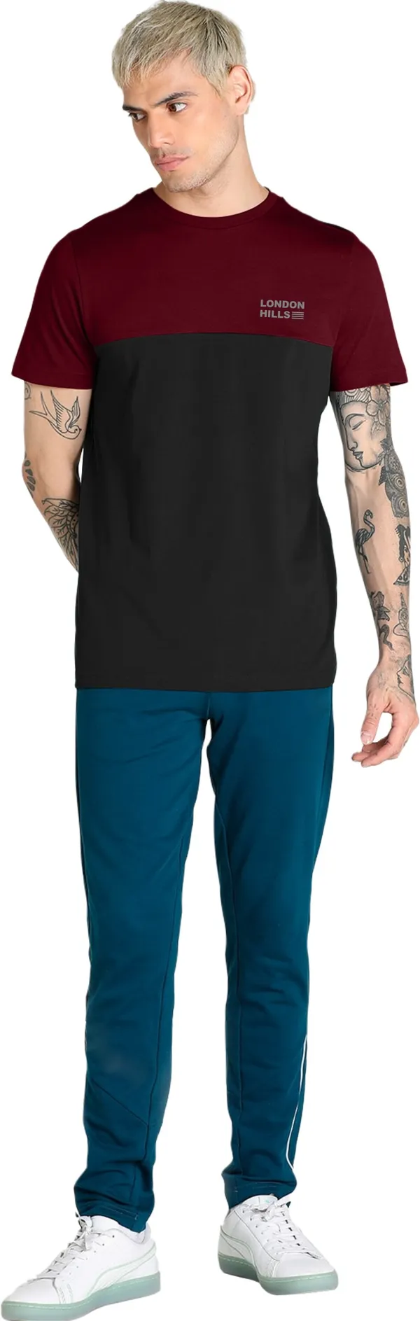 Blue_Cotton_Blend_Round_Neck_Half_Sleeve_t-shirt_for_Men