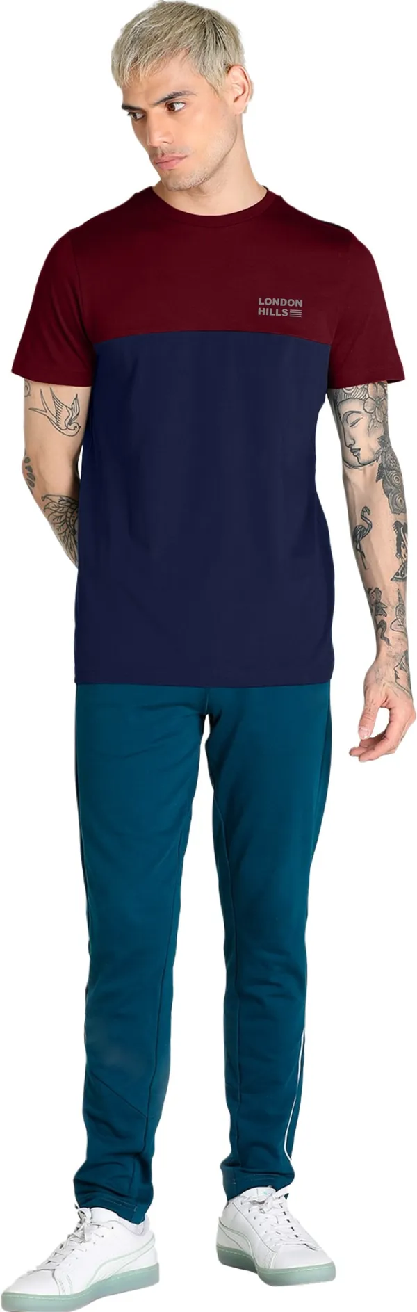 Blue_Cotton_Blend_Round_Neck_Half_Sleeve_t-shirt_for_Men