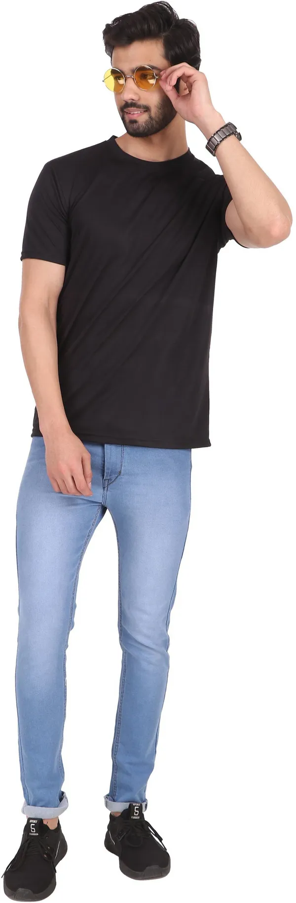 Black_Polyester_Round_Neck_Half_Sleeve_t-shirt_for_Men