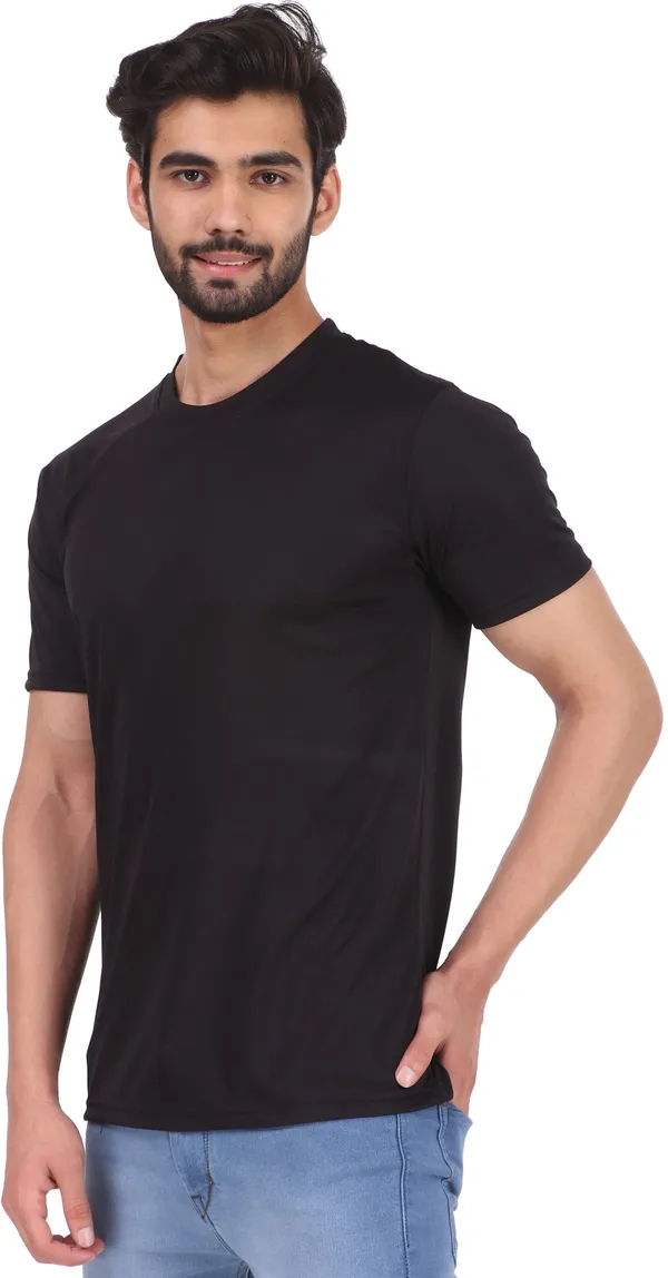 Black_Polyester_Round_Neck_Half_Sleeve_t-shirt_for_Men