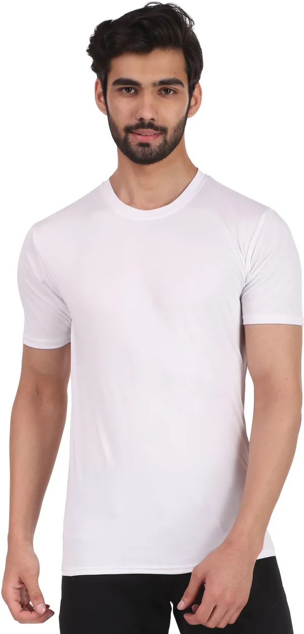 White_Polyester_Round_Neck_Half_Sleeve_t-shirt_for_Men