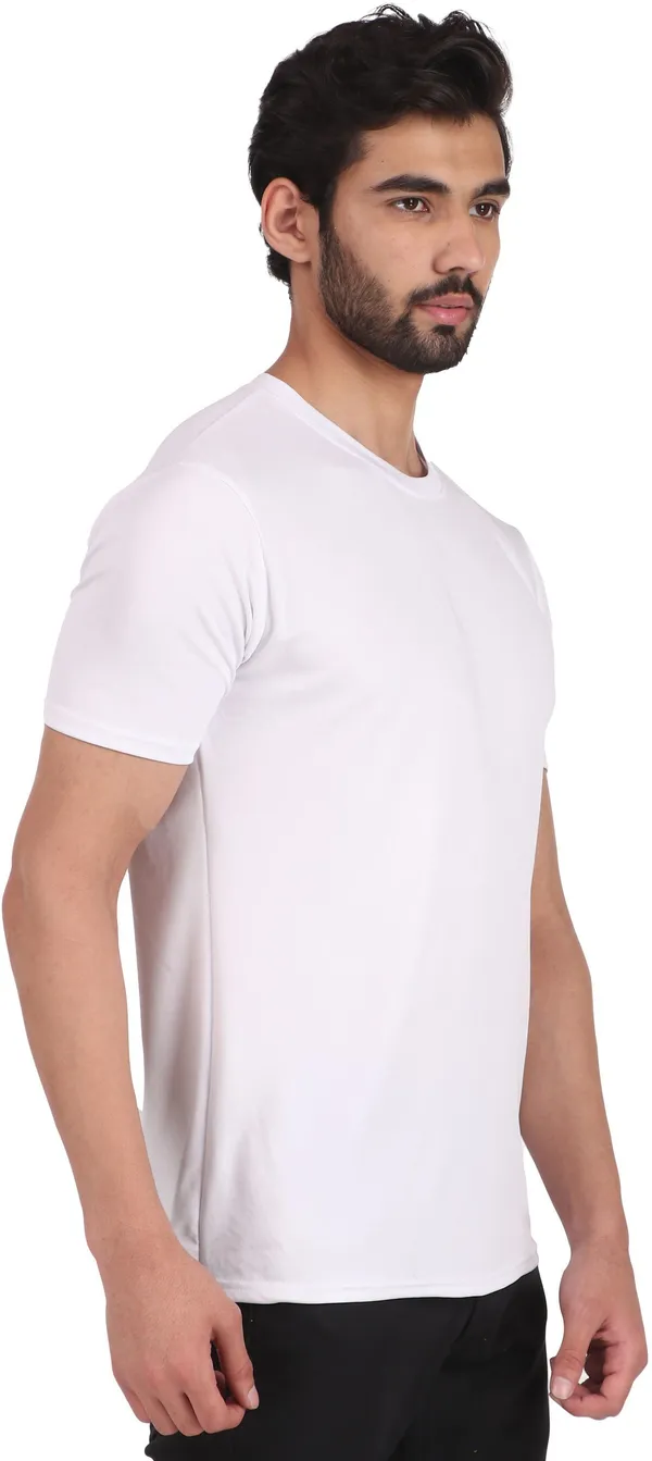 White_Polyester_Round_Neck_Half_Sleeve_t-shirt_for_Men