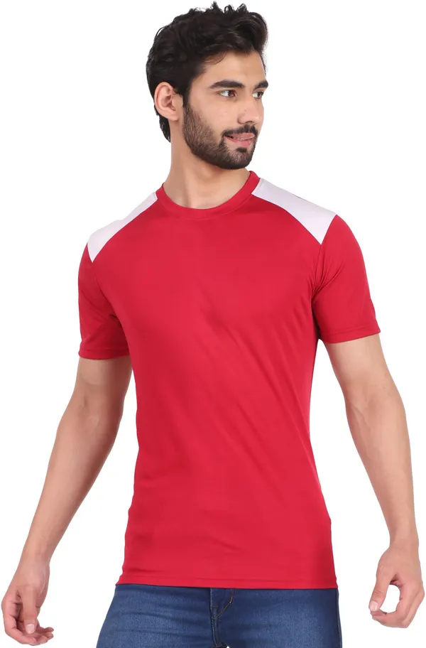 Maroon_Polyester_Round_Neck_Short_Sleeve_t-shirt_for_Men