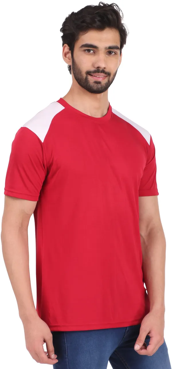 Maroon_Polyester_Round_Neck_Short_Sleeve_t-shirt_for_Men