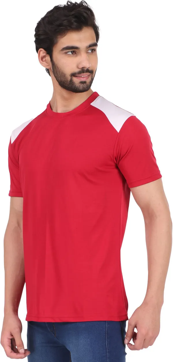 Maroon_Polyester_Round_Neck_Short_Sleeve_t-shirt_for_Men