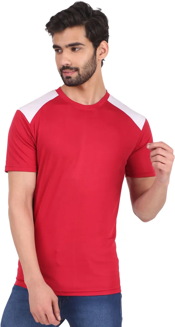 Maroon_Polyester_Round_Neck_Short_Sleeve_t-shirt_for_Men