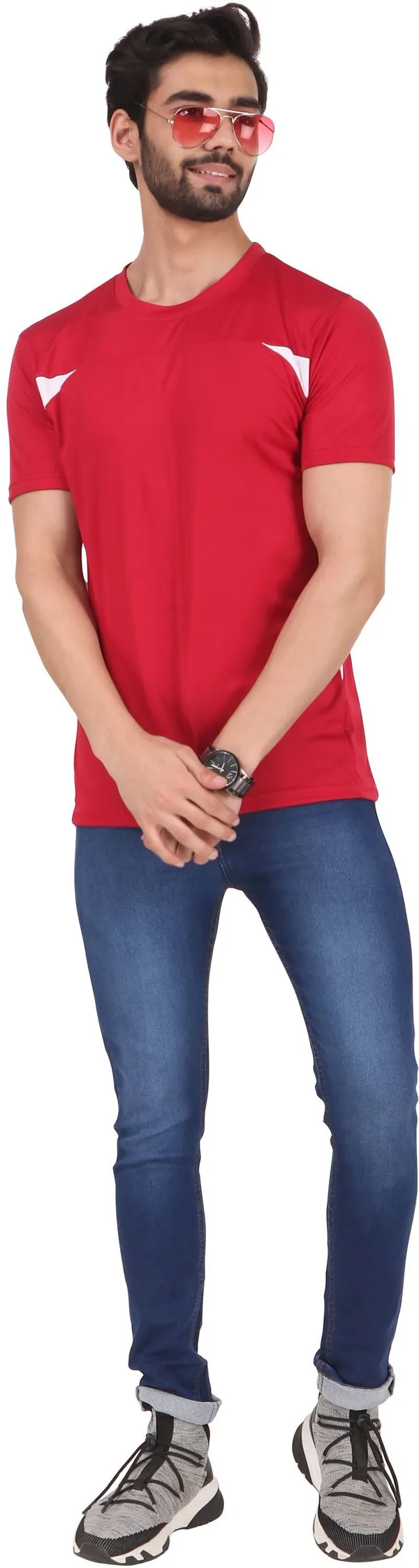 Maroon_Polyester_Round_Neck_Half_Sleeve_t-shirt_for_Men