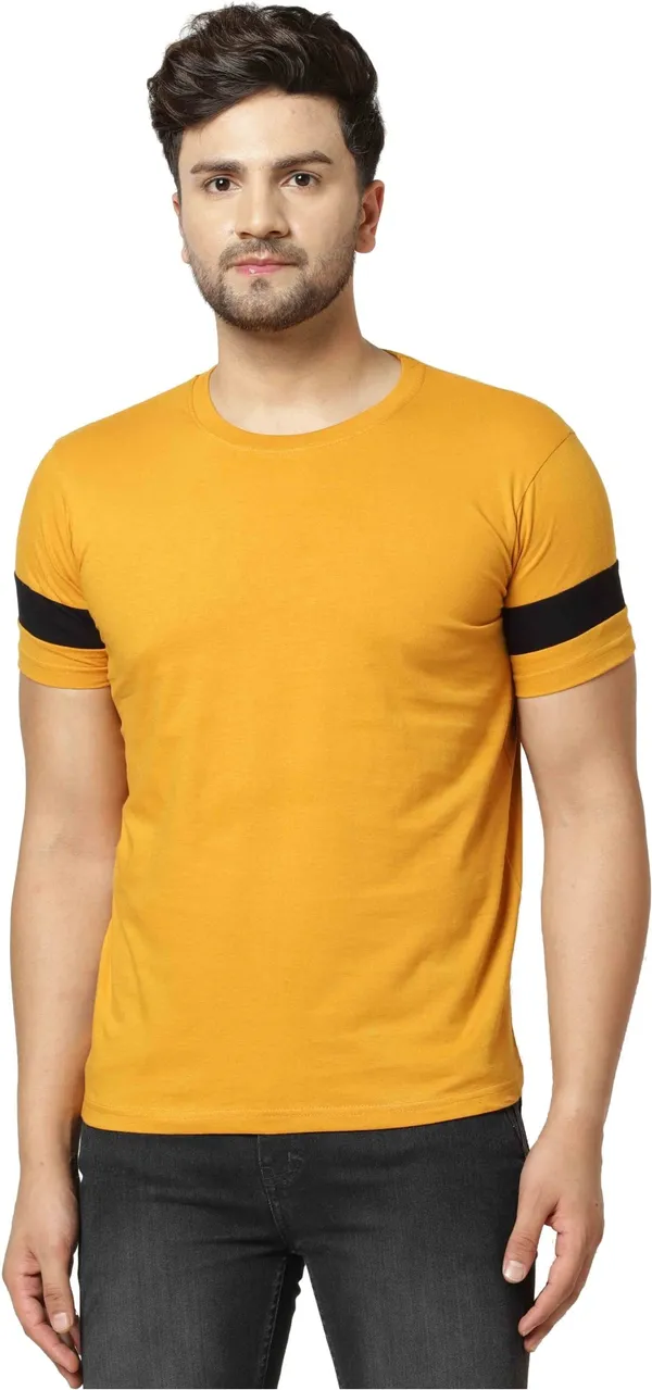 Orange_Cotton_Blend_Round_Neck_Half_Sleeve_t-shirt_for_Men
