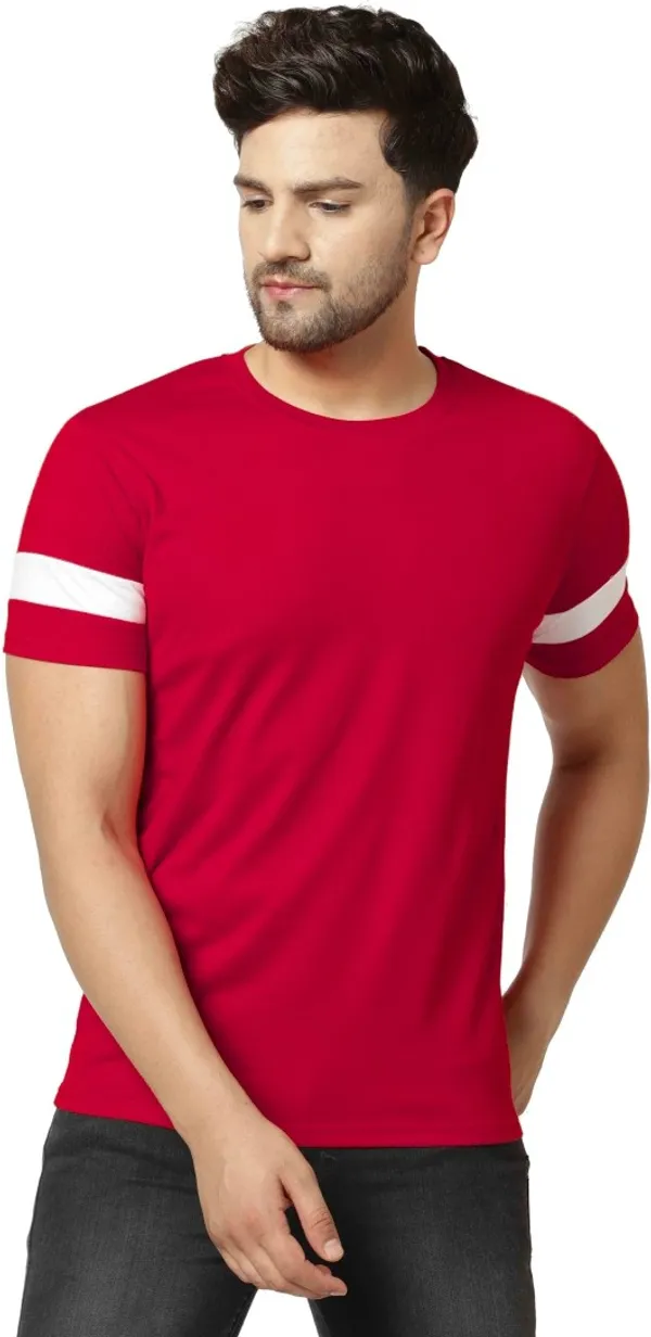 Red_Cotton_Blend_Round_Neck_Half_Sleeve_t-shirt_for_Men