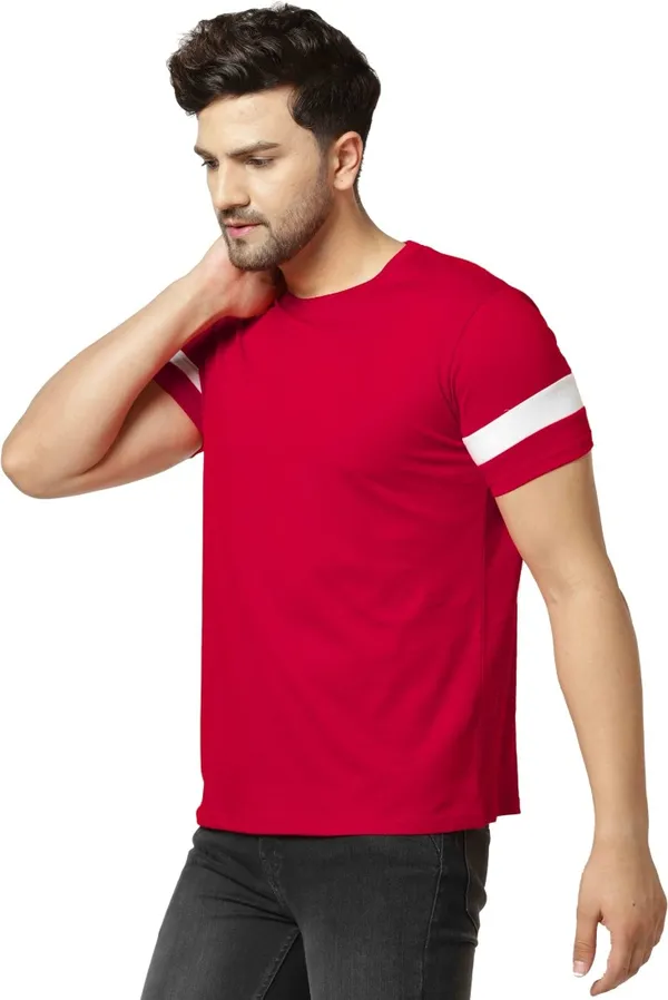 Red_Cotton_Blend_Round_Neck_Half_Sleeve_t-shirt_for_Men